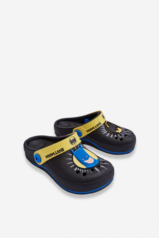 Bērnu crocs stila čības Batman Grendene Kids JJ385005 melnas krāsas