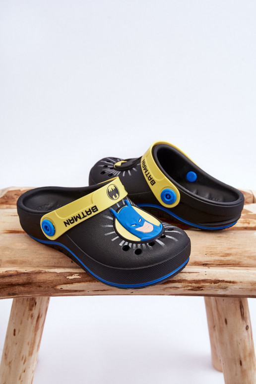 Bērnu crocs stila čības Batman Grendene Kids JJ385005 melnas krāsas