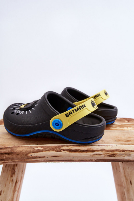 Bērnu crocs stila čības Batman Grendene Kids JJ385005 melnas krāsas