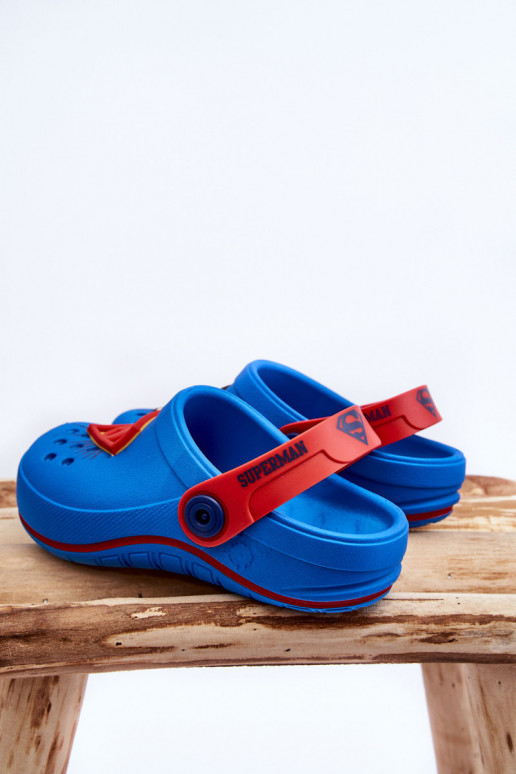 Bērnu crocs stila čības Superman Grendene Kids JJ385004 Zilas krāsas