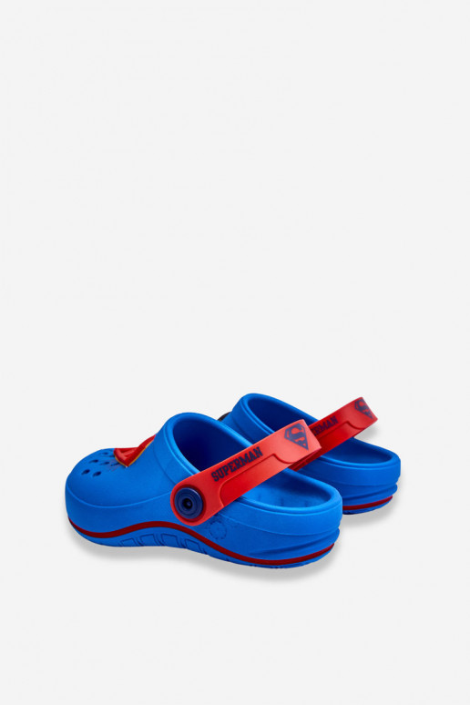 Bērnu crocs stila čības Superman Grendene Kids JJ385004 Zilas krāsas