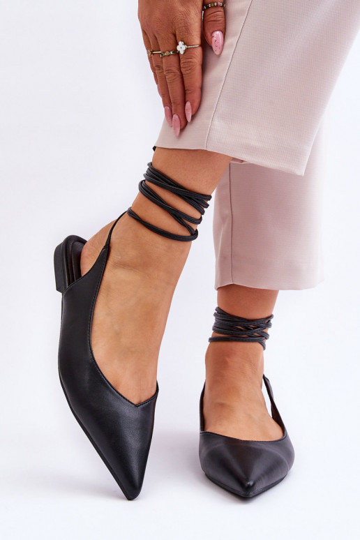 Šņorējamas smailas kurpes melnas krāsas Turriso Šņorējamas smailas kurpes melnas krāsas Turriso