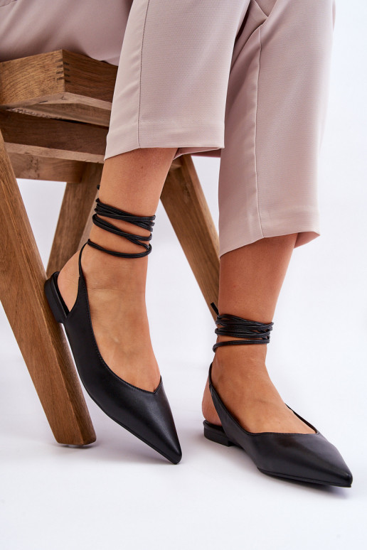 Šņorējamas smailas kurpes melnas krāsas Turriso Šņorējamas smailas kurpes melnas krāsas Turriso