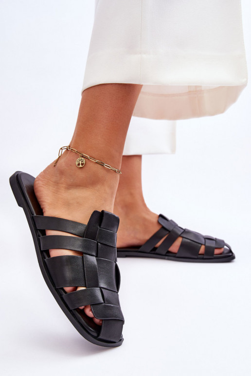 Čības Ar svītrām melnas krāsas Reyna