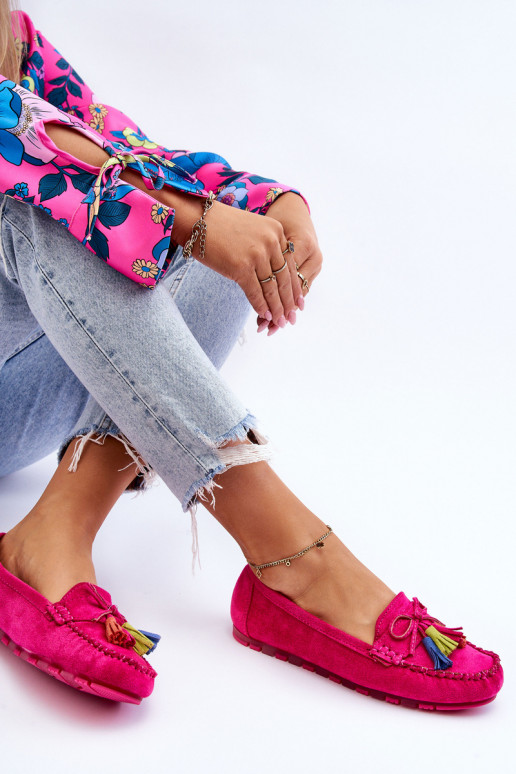 Zamšādas mokasīni ar pušķiem rozā krāsas Dorine Zamšādas mokasīni ar pušķiem rozā krāsas Dorine