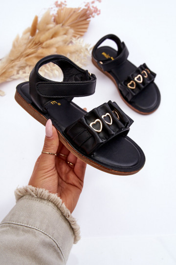 Bērnu sandales  ar lipīgām aizdarēm melnas krāsas Havana 2