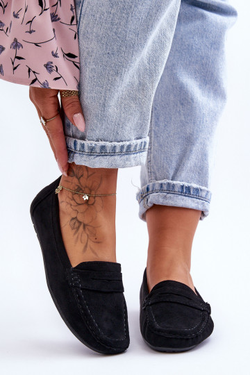 Eleganti zamšādas lauferi melnas krāsas Lenvie 2