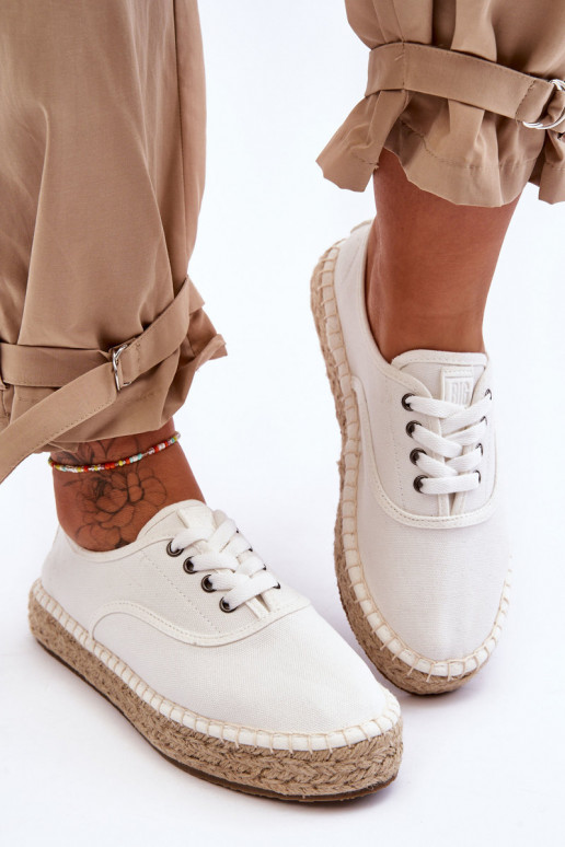 šņorējami brīvā laika apavi espadrilles Big Star LL274833 baltas krāsas šņorējami brīvā laika apavi espadrilles Big Star LL274833 baltas krāsas