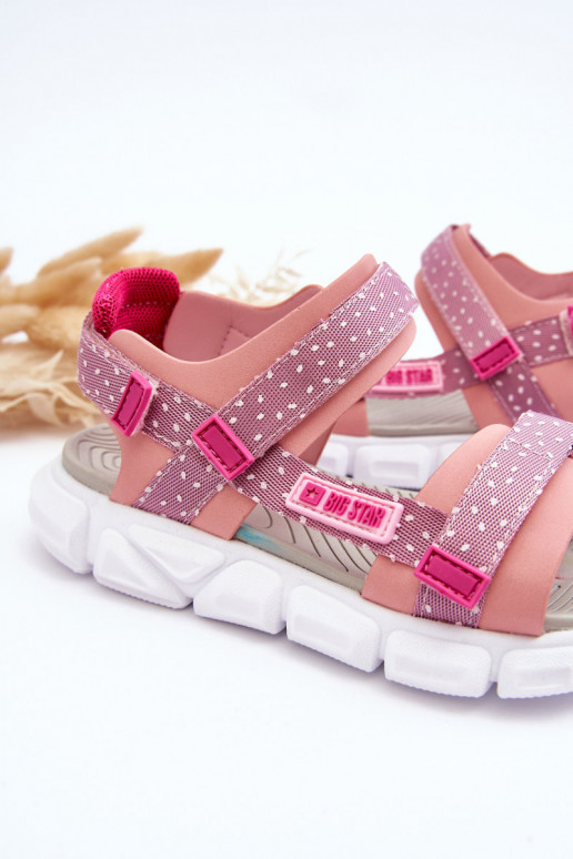 Bērnu sandales ar lipīgām aizdarēm Big Star LL374202 Rozā krāsas