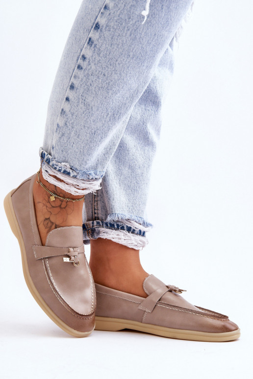 Klasiska modeļa sieviešu mokasīni Pelēkas krāsas Cortez