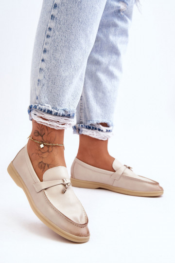 Klasiska modeļa sieviešu mokasīni smilšu krāsas Cortez