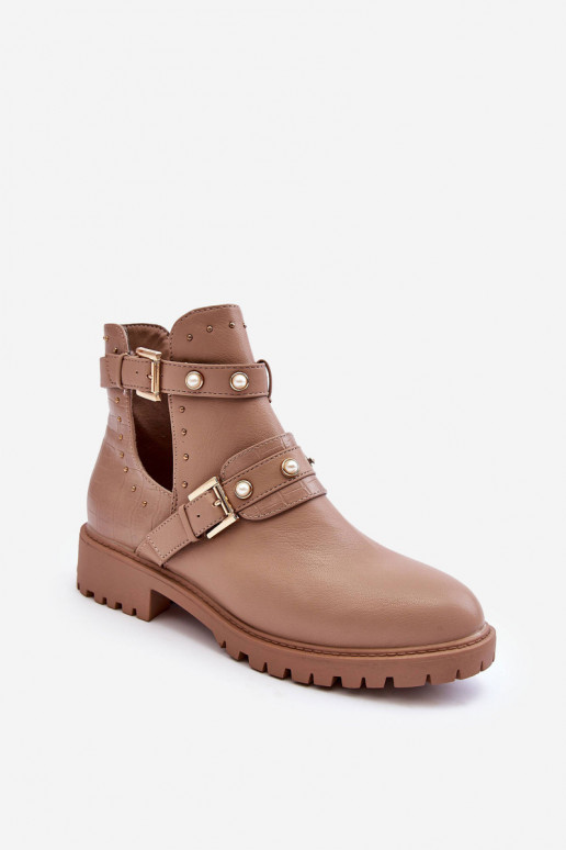 Sieviešu puszābaki ar mākslīgām pērlītēm smilšu krāsas Klarisa Sieviešu puszābaki ar mākslīgām pērlītēm smilšu krāsas Klarisa