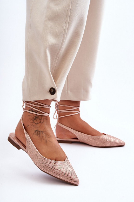 šņorējami Balerīnas Dekorētas  smilšu krāsas Jange