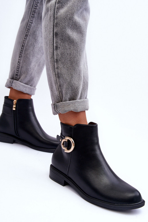 Sieviešu puszābaki ar platiem papēžiem melnas krāsas Meronei