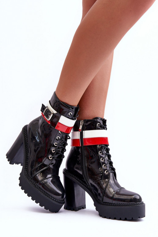 Sieviešu puszābaki ar papēdi melnas krāsas Adrijana