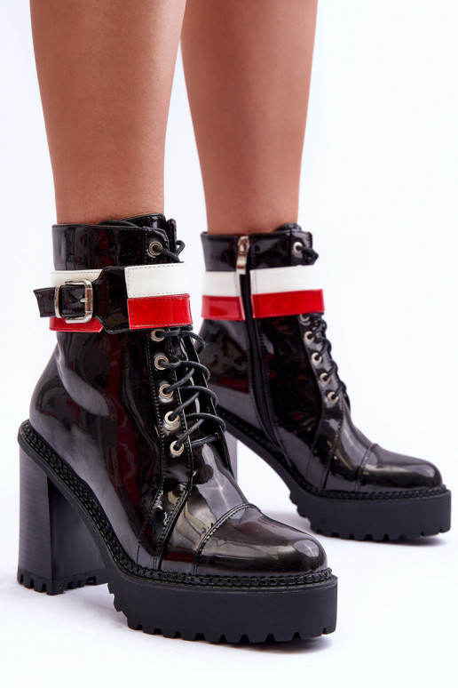 Sieviešu puszābaki ar papēdi melnas krāsas Adrijana