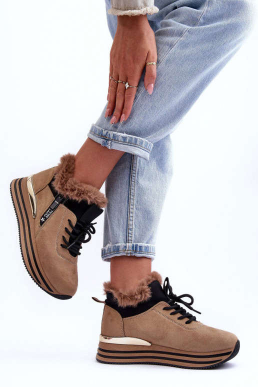 sporta apavi ar platformu ar kažokādu smilšu krāsas Jamarie