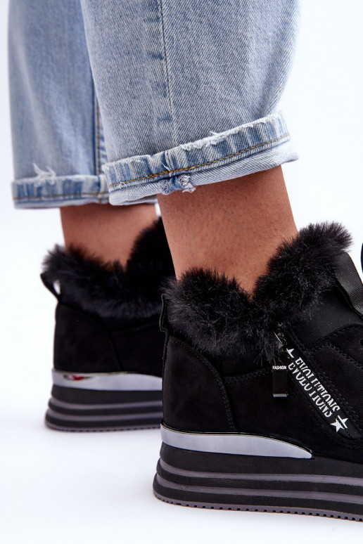 sporta apavi ar platformu ar kažokādu melnas krāsas Jamarie