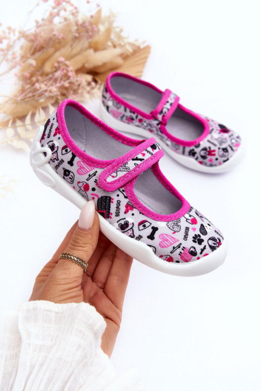 Bērnu čības/balerīnu kurpes Befado 114X521 Pelēkas krāsas-Rozā krāsas Bērnu čības/balerīnu kurpes Befado 114X521 Pelēkas krāsas-Rozā krāsas