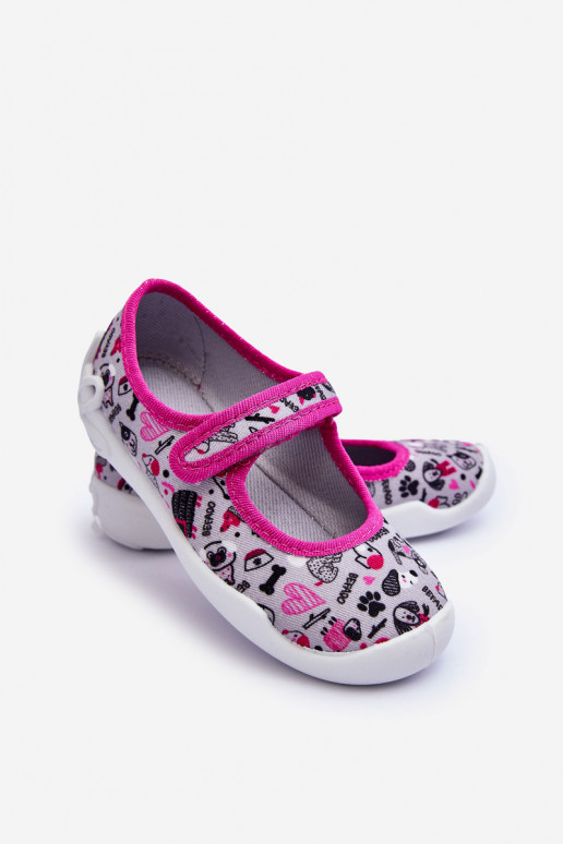 Bērnu čības/balerīnu kurpes Befado 114X521 Pelēkas krāsas-Rozā krāsas Bērnu čības/balerīnu kurpes Befado 114X521 Pelēkas krāsas-Rozā krāsas