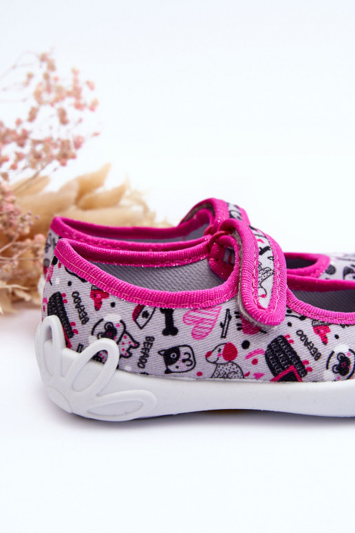 Bērnu čības/balerīnu kurpes Befado 114X521 Pelēkas krāsas-Rozā krāsas Bērnu čības/balerīnu kurpes Befado 114X521 Pelēkas krāsas-Rozā krāsas