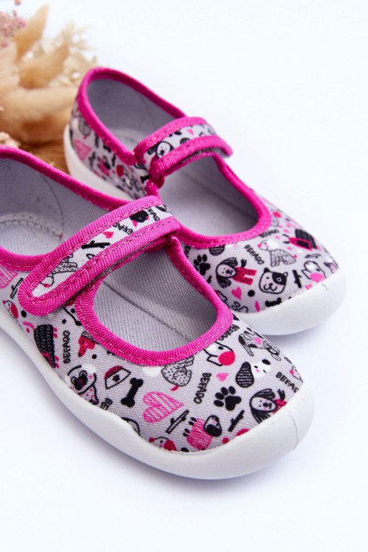 Bērnu čības/balerīnu kurpes Befado 114X521 Pelēkas krāsas-Rozā krāsas Bērnu čības/balerīnu kurpes Befado 114X521 Pelēkas krāsas-Rozā krāsas