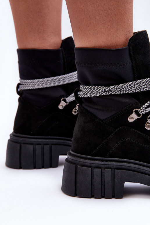 Zamšādas kurpes šņorējami melnas krāsas Acorn