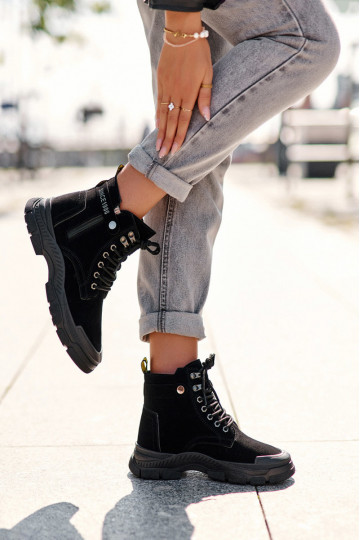 siltināti zamšādas Sieviešu puszābaki melnas krāsas Jailina 2