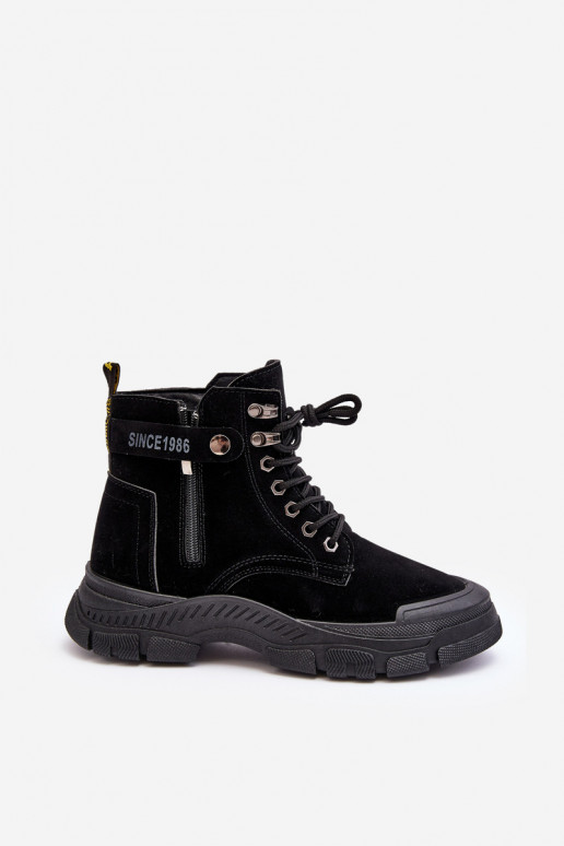 siltināti zamšādas Sieviešu puszābaki melnas krāsas Jailina