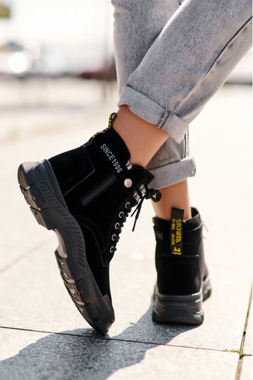 siltināti zamšādas Sieviešu puszābaki melnas krāsas Jailina