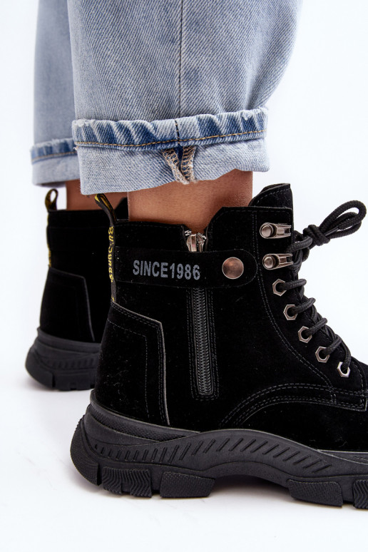 siltināti zamšādas Sieviešu puszābaki melnas krāsas Jailina