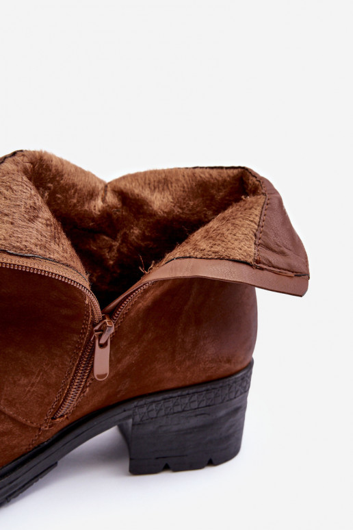 siltināti Sieviešu puszābaki ar papēdi brūnas krāsas Effie siltināti Sieviešu puszābaki ar papēdi brūnas krāsas Effie