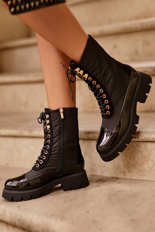 siltināti zābaki ar platiem papēžiem melnas krāsas Saranema siltināti zābaki ar platiem papēžiem melnas krāsas Saranema