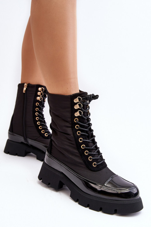 siltināti zābaki ar platiem papēžiem melnas krāsas Saranema siltināti zābaki ar platiem papēžiem melnas krāsas Saranema