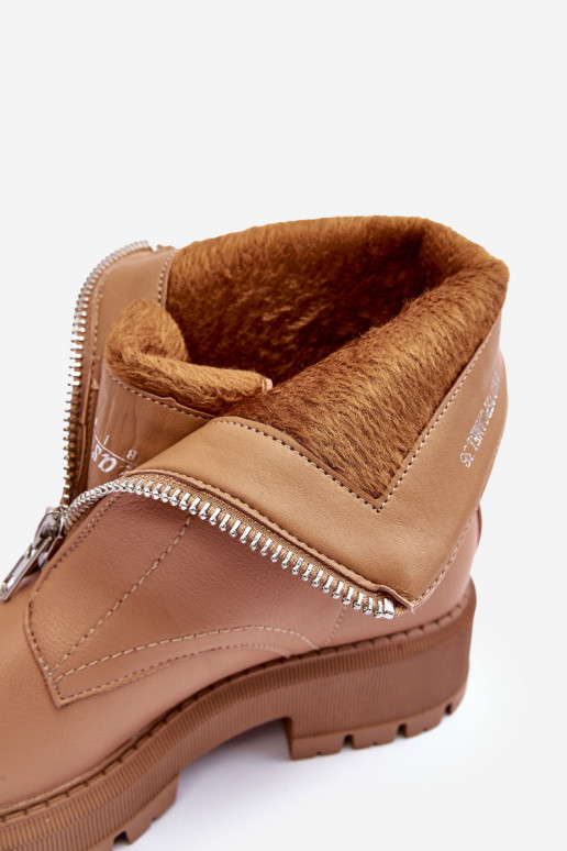 Sieviešu puszābaki ar platiem papēžiem ar rāvējslēdzējiem brūnas krāsas Vimal