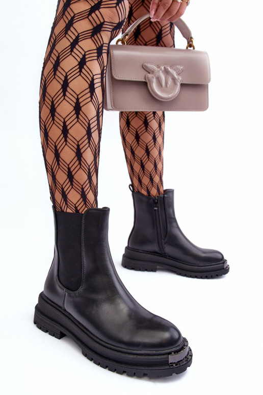 stilīgi puszābaki ar platiem papēžiem  melnas krāsas Linestta stilīgi puszābaki ar platiem papēžiem  melnas krāsas Linestta