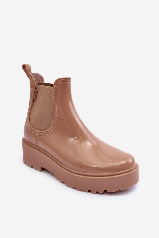 Laque Gumijas apavi Sieviešu puszābaki ar platformu Big Star MM274396 smilšu krāsas Laque Gumijas apavi Sieviešu puszābaki ar platformu Big Star MM274396 smilšu krāsas