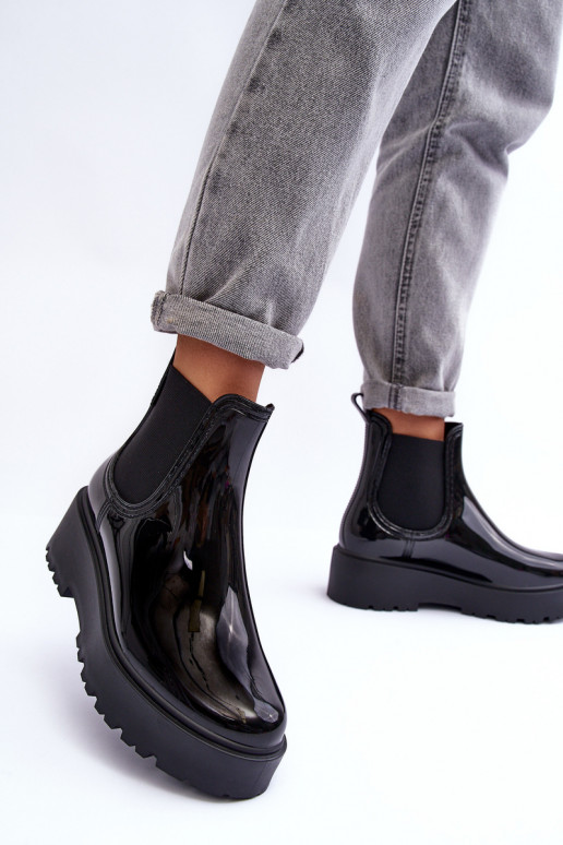 Laque Gumijas apavi Sieviešu puszābaki ar platformu Big Star MM274395 melnas krāsas Laque Gumijas apavi Sieviešu puszābaki ar platformu Big Star MM274395 melnas krāsas