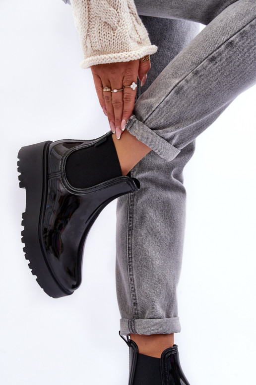 Laque Gumijas apavi Sieviešu puszābaki ar platformu Big Star MM274395 melnas krāsas Laque Gumijas apavi Sieviešu puszābaki ar platformu Big Star MM274395 melnas krāsas