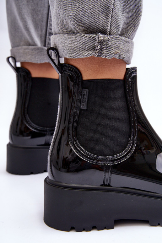 Laque Gumijas apavi Sieviešu puszābaki ar platformu Big Star MM274395 melnas krāsas Laque Gumijas apavi Sieviešu puszābaki ar platformu Big Star MM274395 melnas krāsas