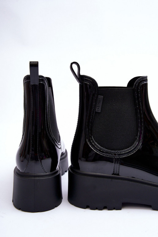 Laque Gumijas apavi Sieviešu puszābaki ar platformu Big Star MM274395 melnas krāsas Laque Gumijas apavi Sieviešu puszābaki ar platformu Big Star MM274395 melnas krāsas