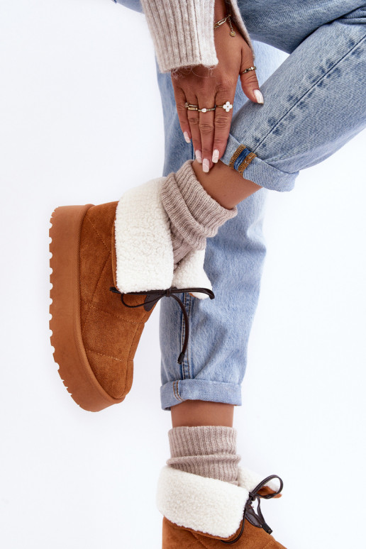 sniega apavi ar platformu ar siltinājumu brūnas krāsas Olimuka sniega apavi ar platformu ar siltinājumu brūnas krāsas Olimuka