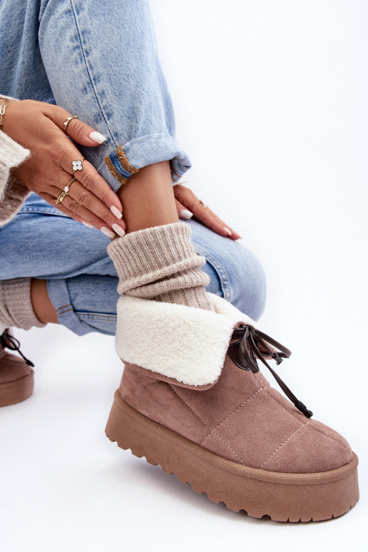 sniega apavi ar platformu ar siltinājumu smilšu krāsas Olimuka sniega apavi ar platformu ar siltinājumu smilšu krāsas Olimuka