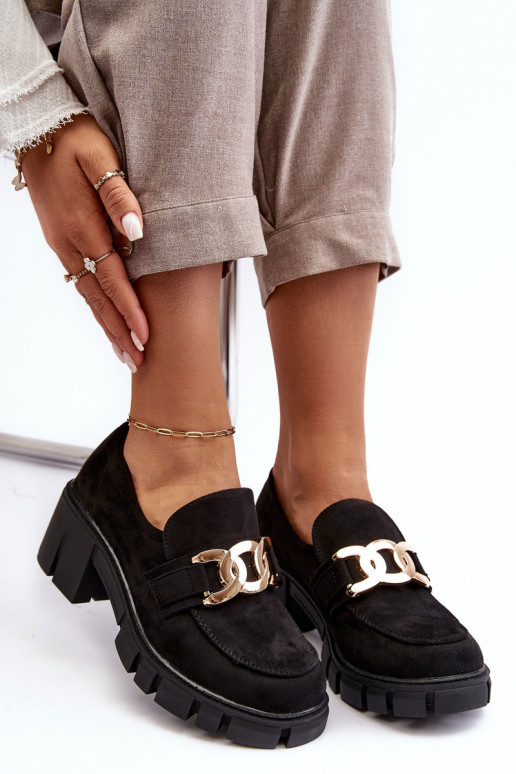 zamšādas apavi   ar ornamentiem melnas krāsas Rullenes