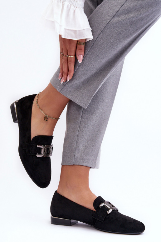 sieviešu mokasīni ar ornamentiem melnas krāsas Camilena - Zamsz sieviešu mokasīni ar ornamentiem melnas krāsas Camilena - Zamsz