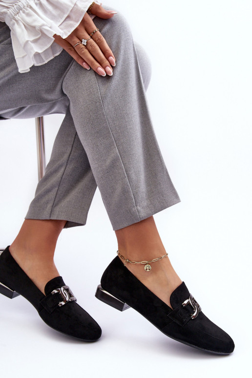 sieviešu mokasīni ar ornamentiem melnas krāsas Camilena - Zamsz sieviešu mokasīni ar ornamentiem melnas krāsas Camilena - Zamsz