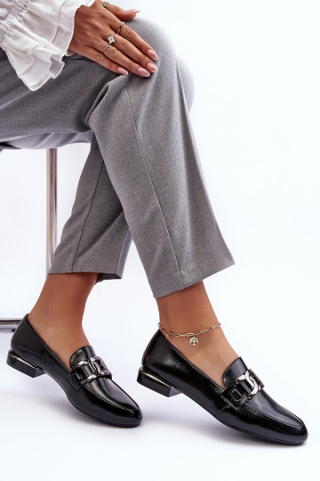 sieviešu mokasīni Laque ar ornamentiem melnas krāsas Camilena 2