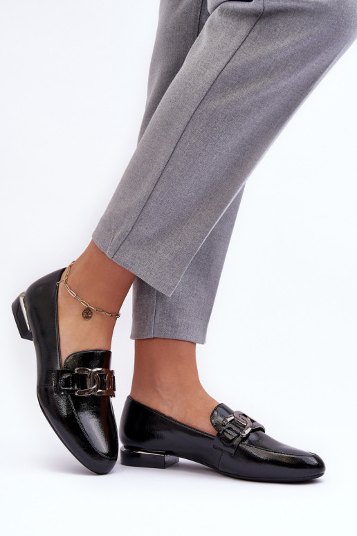 sieviešu mokasīni Laque ar ornamentiem melnas krāsas Camilena