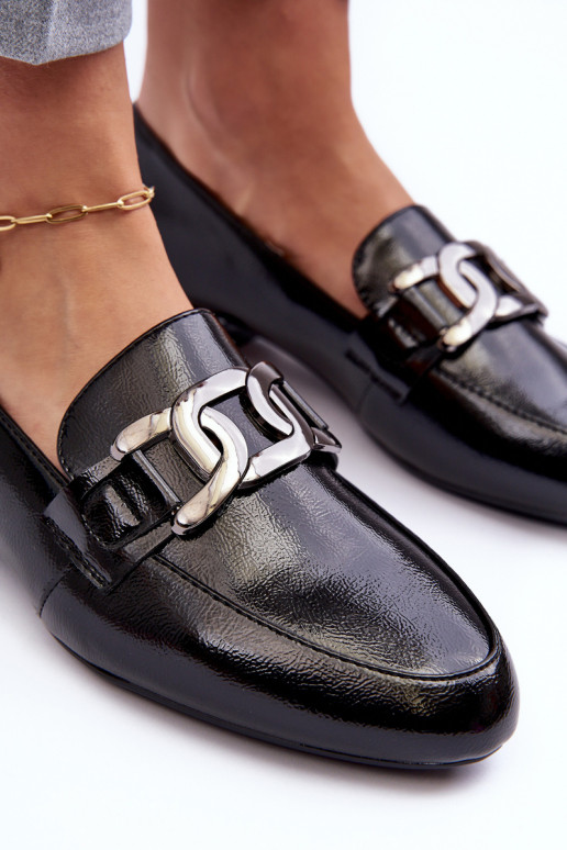 sieviešu mokasīni Laque ar ornamentiem melnas krāsas Camilena