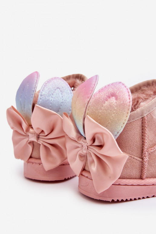 Bērnu siltināti sniega apavi ar bantītēm Rozā krāsas Meriva
